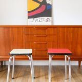 Pair of green and red Formica stools, 1970