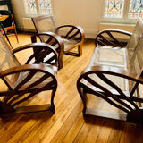 Set living room armchairs sofa colonial style art deco