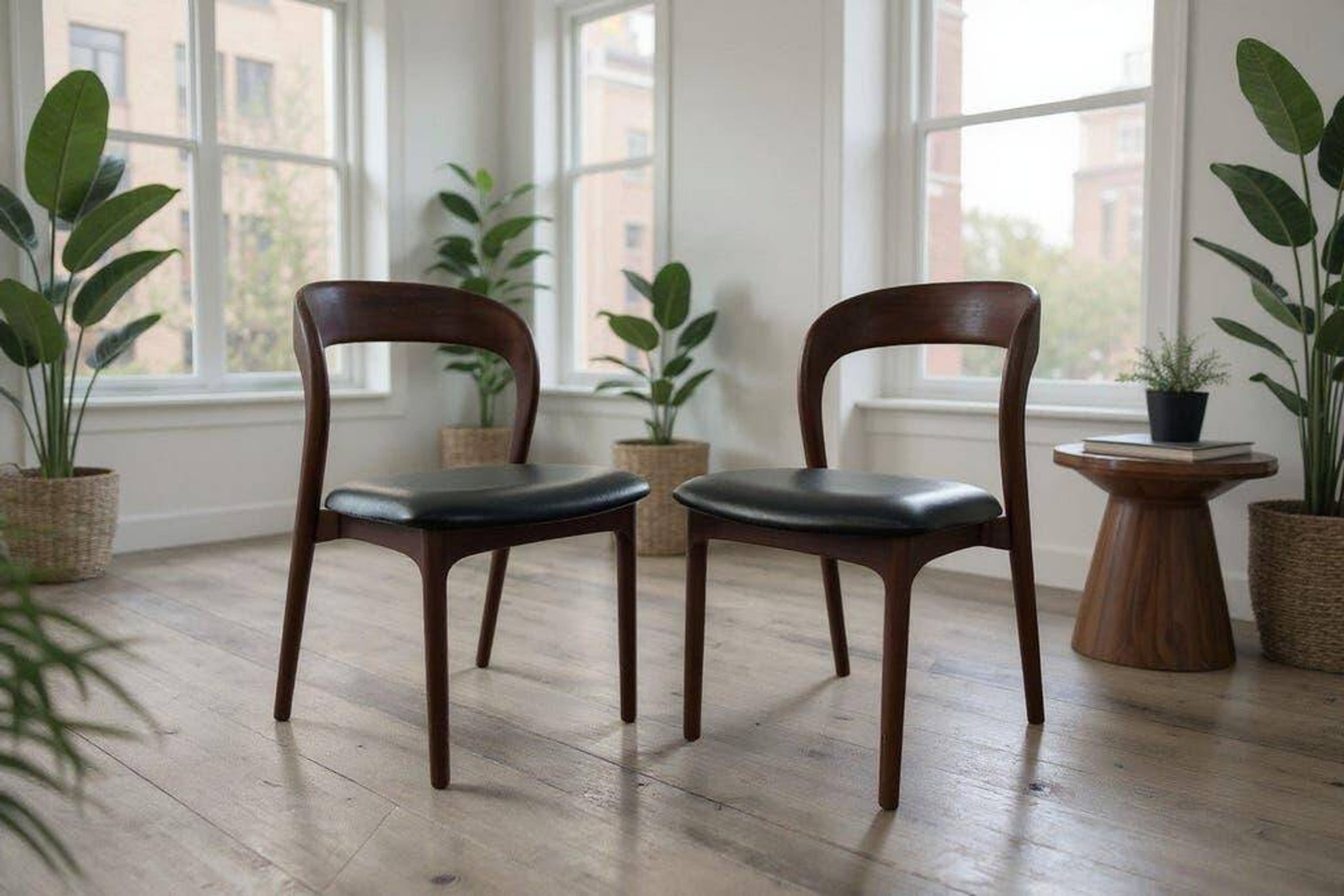 2 chaises en bois massif