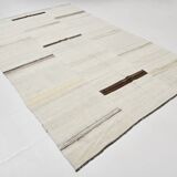6x10 Brown&Beige Turkish Wool Kilim Rug,Handmade Vintage Rug,191x297Cm