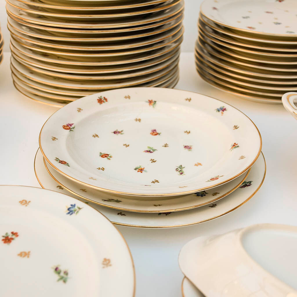 Porcelain service plates and dishes 74 pieces Limoges