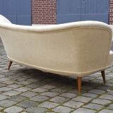 Sofa chaise sculptural Arc asymmetrical Swedish 50s/60s
