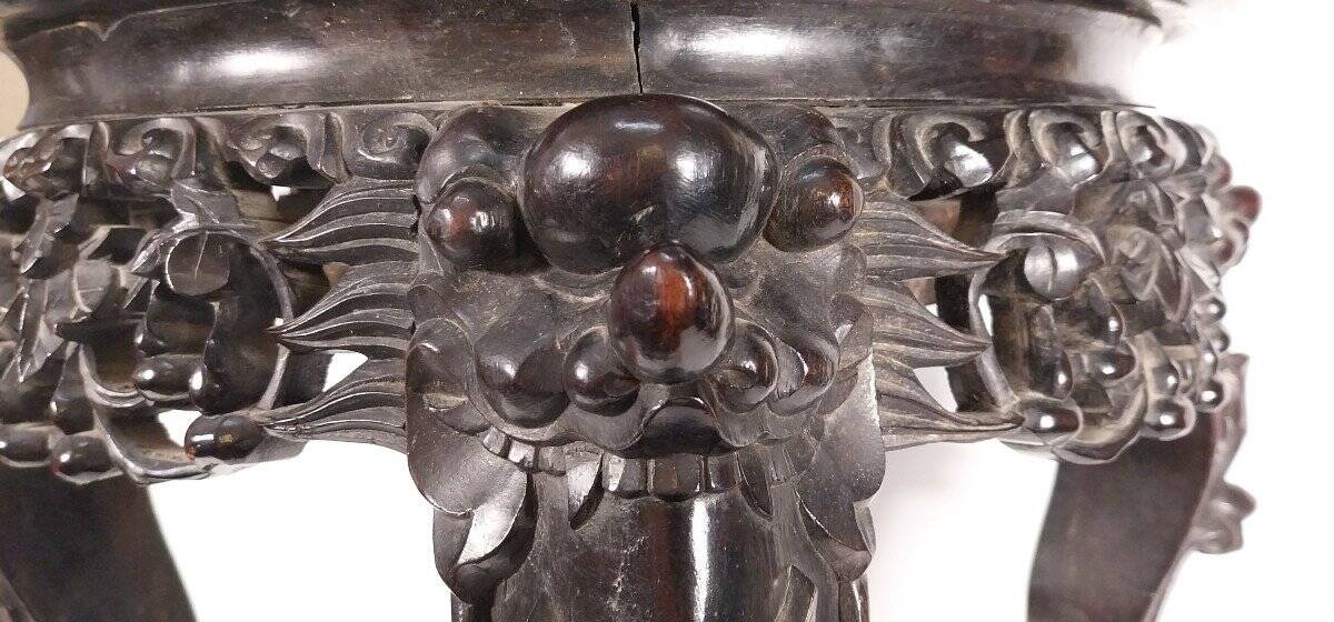 China, 19th century ironwood and marble pedestal coffee table