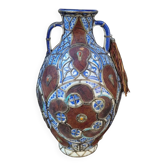 Filigree vase, ceramic, leather, enamel and metal, 19th century - Safi, Morocco