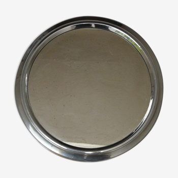 Plateau miroir rond art-déco métal chromé