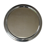 Art-deco chrome metal round mirror tray