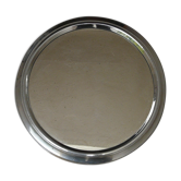 Plateau miroir rond art-déco métal chromé