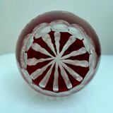 Bohemian crystal vase in ruby red color
