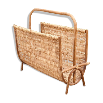50's wicker magazine holder