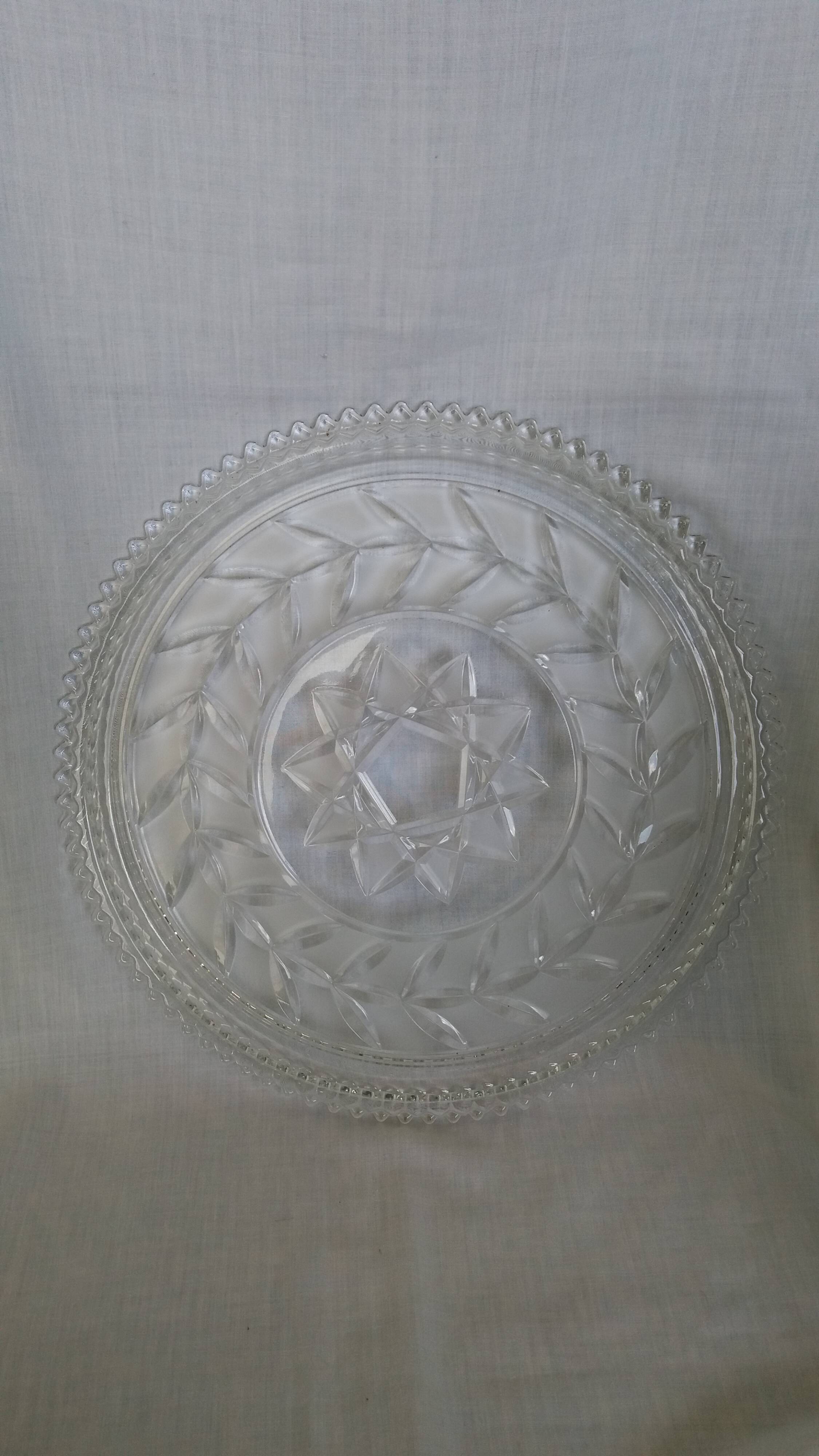 Pie dish, cut glass presentation plate by Walther Glass.