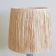 Signed pale blue ceramic lamp, raffia lampshade, 60s