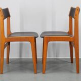 1960s Set Of 6 Teak Dining Chairs in Leatherette , Denmark