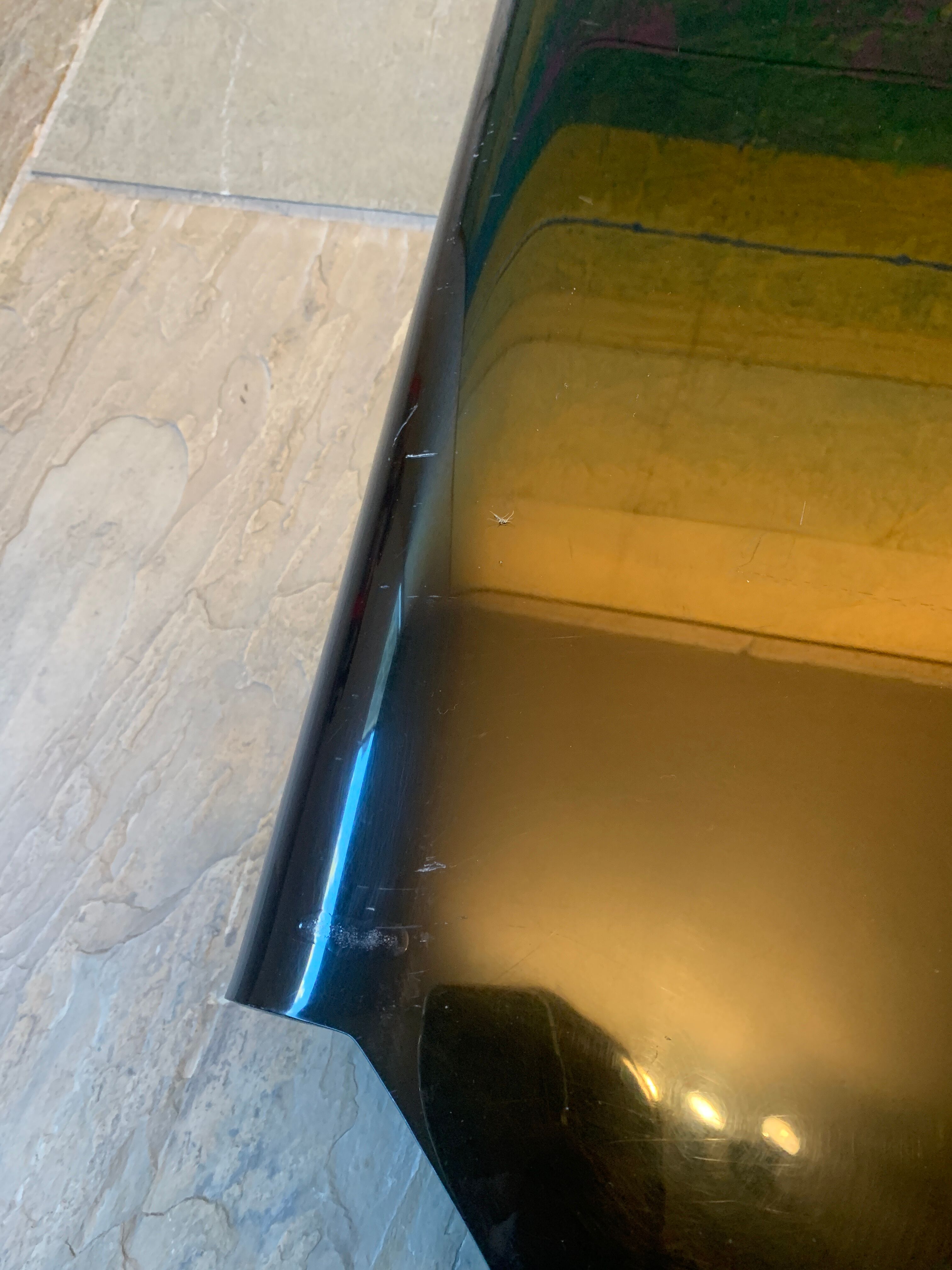 Smoked plexiglass coffee table Michel Dumas 70s