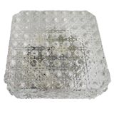 Square glass ceiling light with bubbles 1960's