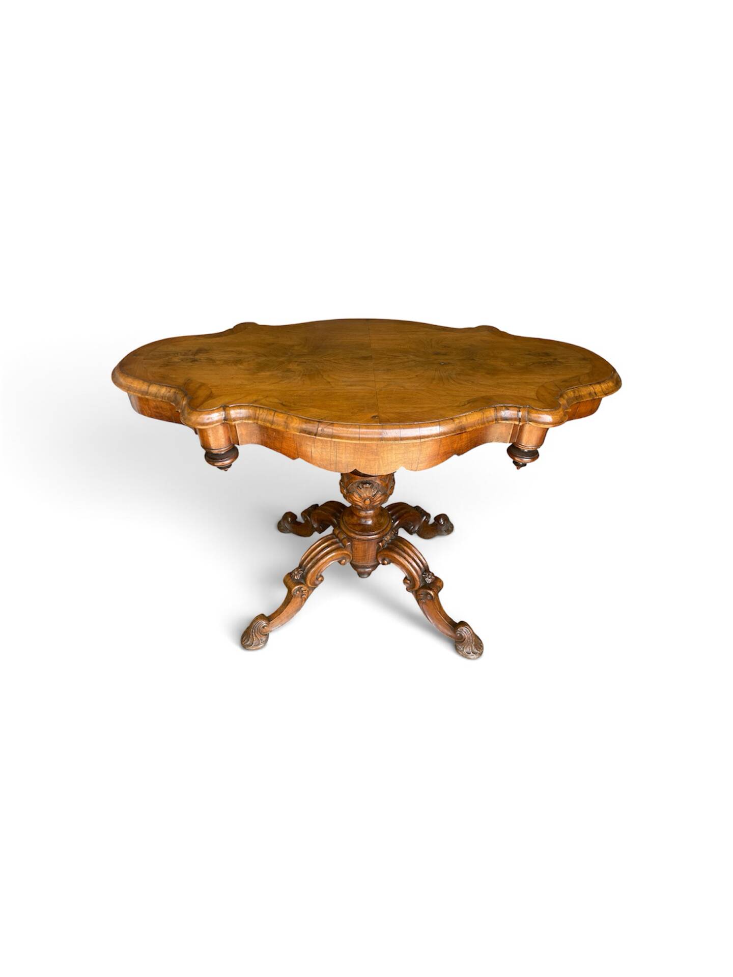 19th Century Victorian Walnut Coffee Table - Hand Carved