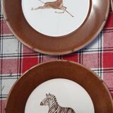 Lot de 6 assiettes vintage "animaux de la savane"