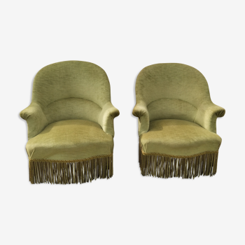 Nice pair of Napoleon III era toad armchairs