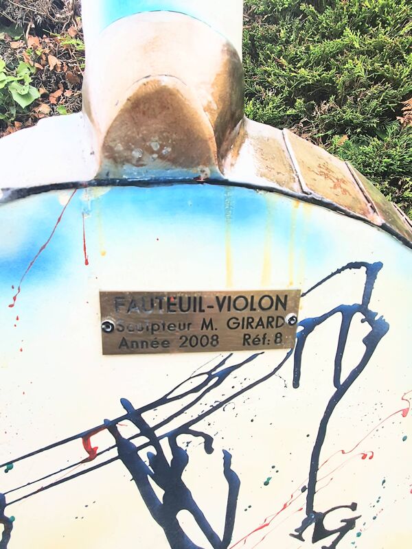 Grand fauteuil violon en métal laqué artiste Girard Michel meuble d'art 1/1