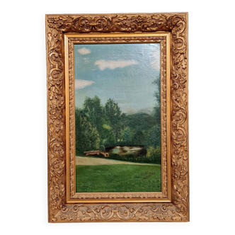 Peinture école Française : huile sur toile datée 1914