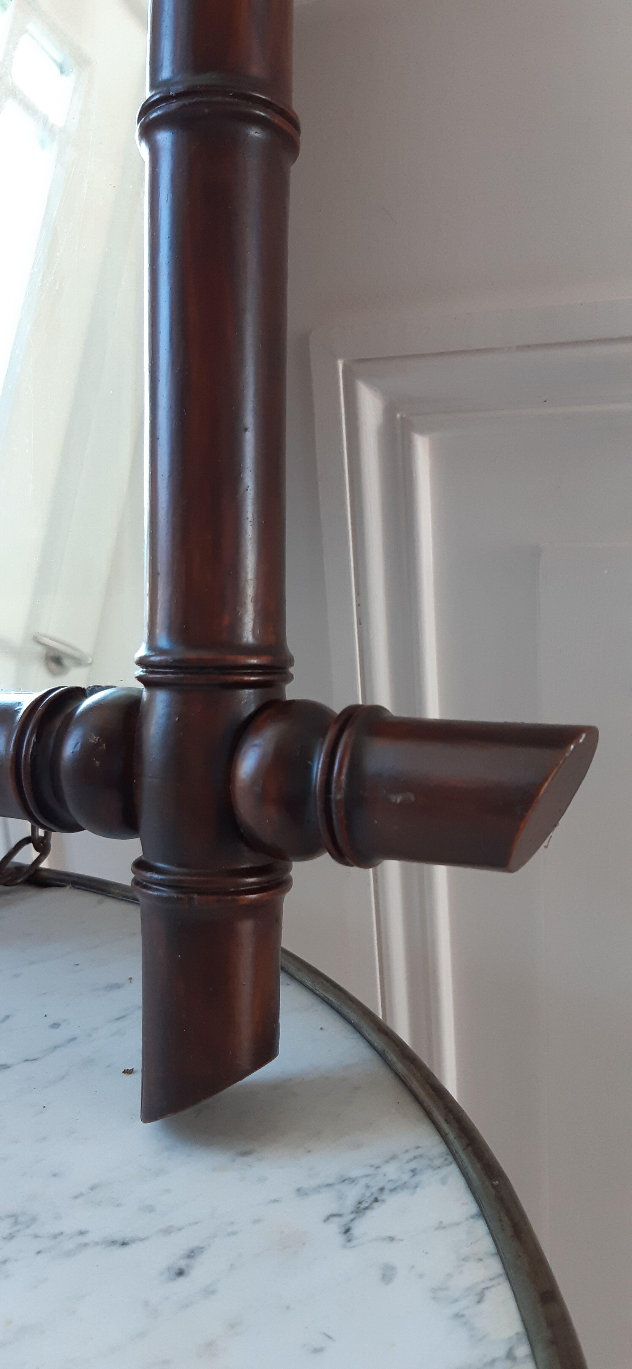 Barber mirror in solid oak bamboo way 30s-40s, 60x50 cm