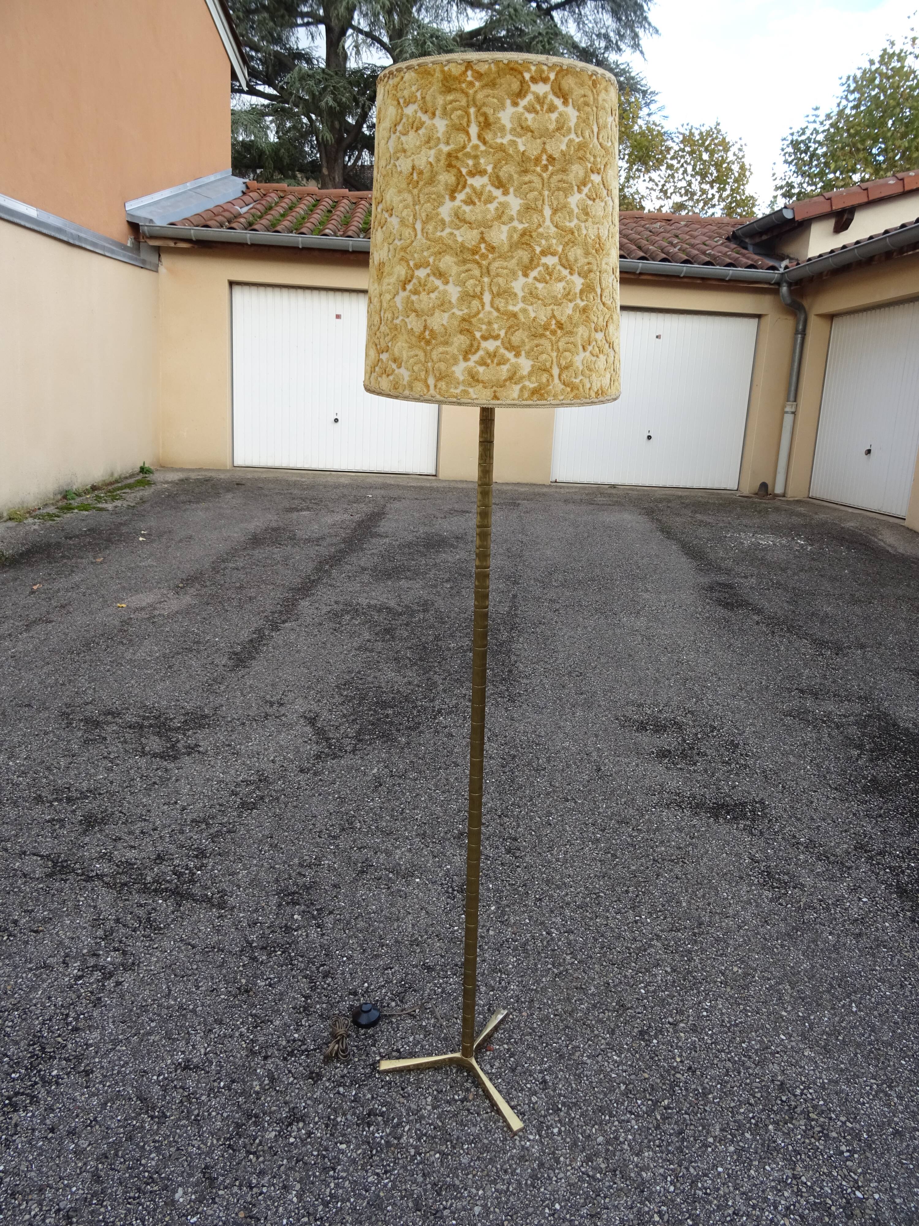 Vintage 70s bronze imitation bamboo floor lamp