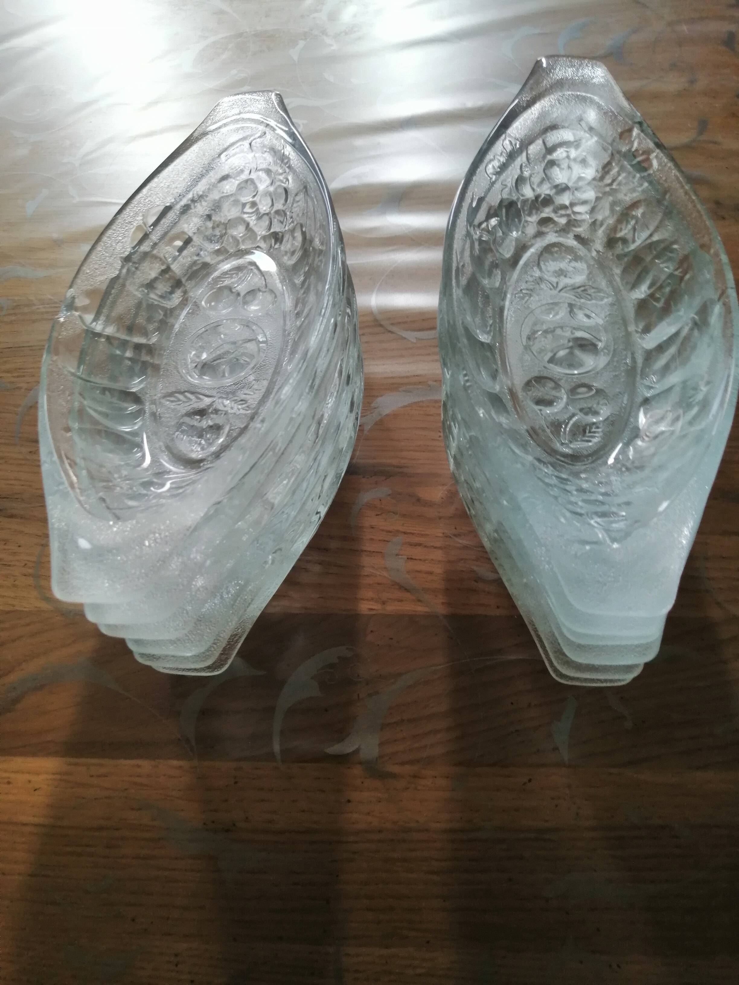 set of 12 vintage transparent glass banana split bowls