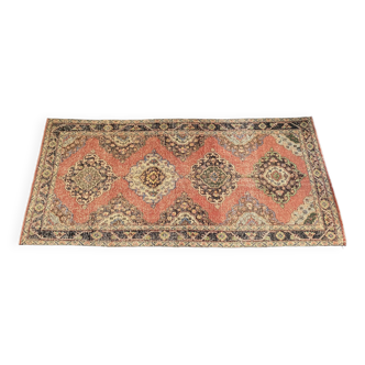 Red Runner Rug 5x10, Muted Oushak Rug, Turkish Runner Rug, Rugs For Kitchen Long Runner Rug MOON.130