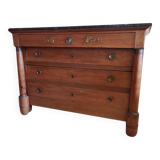 Empire style chest of drawers in blond walnut