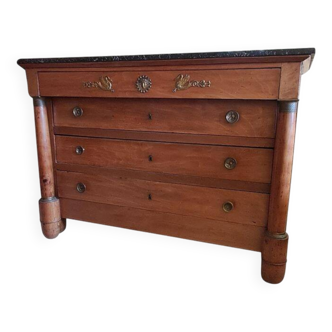 Commode style Empire en noyer blond
