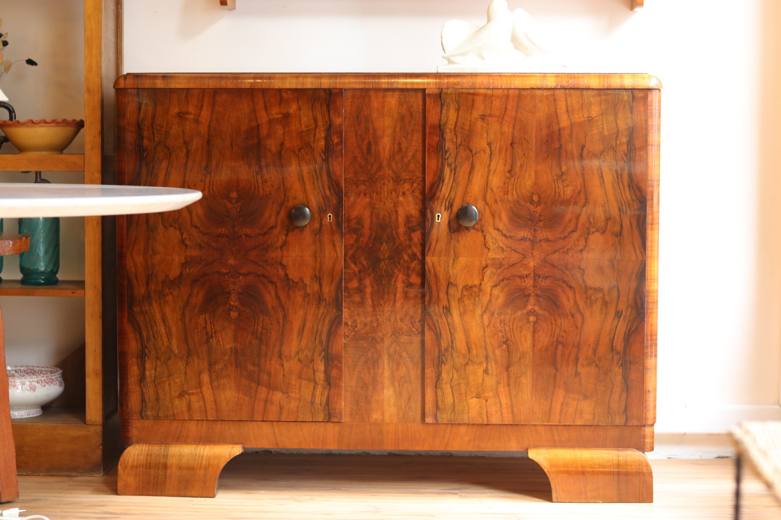 Art Deco walnut burl sideboard
