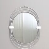 Postmodern Smoked Wall Mirror with a Triple Chrome-Plated Metal Frame, Italy