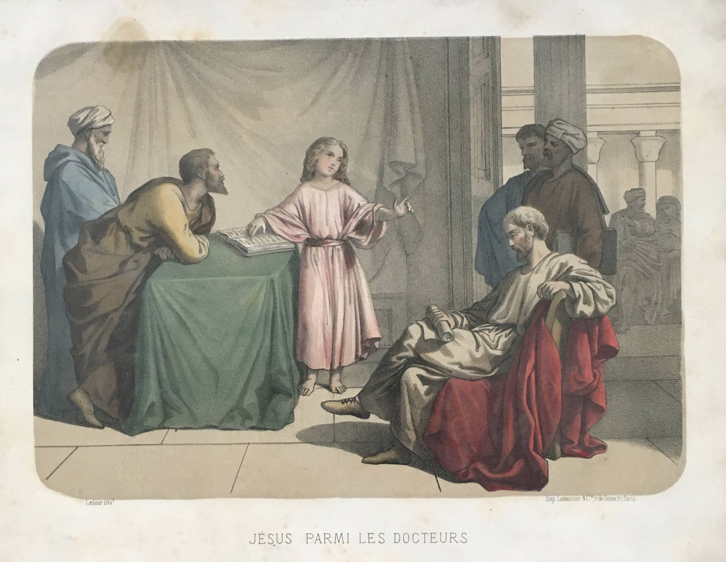 Old illustration Jesus among the doctors