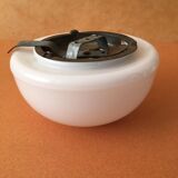 Opaque white glass ceiling lamp with its support