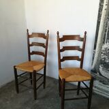 Paire de chaises paillées