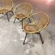 Set of 04 adult basket chairs in wicker rattan from the 1950s/60s vintage.
