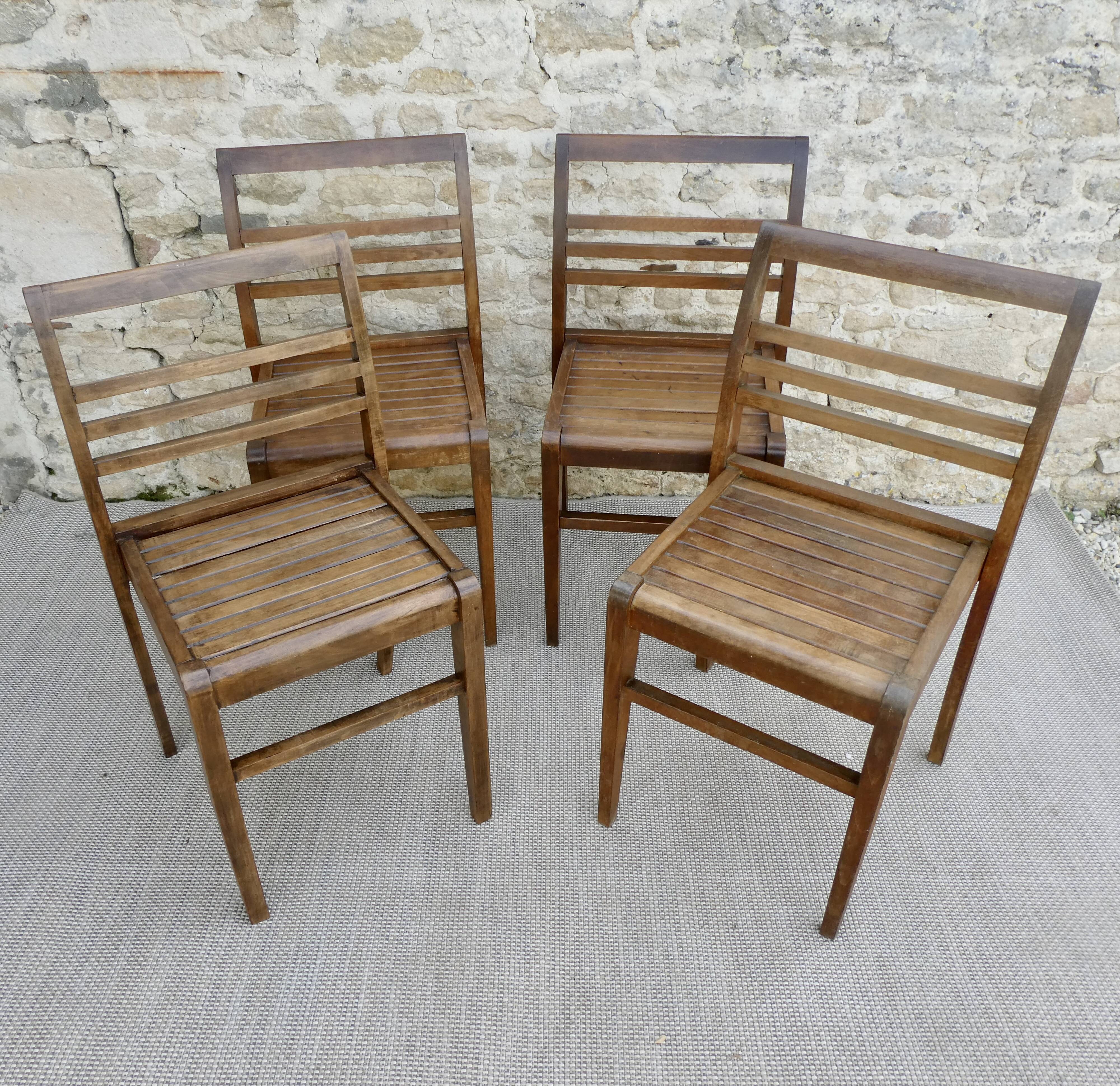 Set of 4 chairs René Gabriel, 50s, Reconstruction