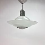 Art deco glass and steel ceiling lamp, 1920