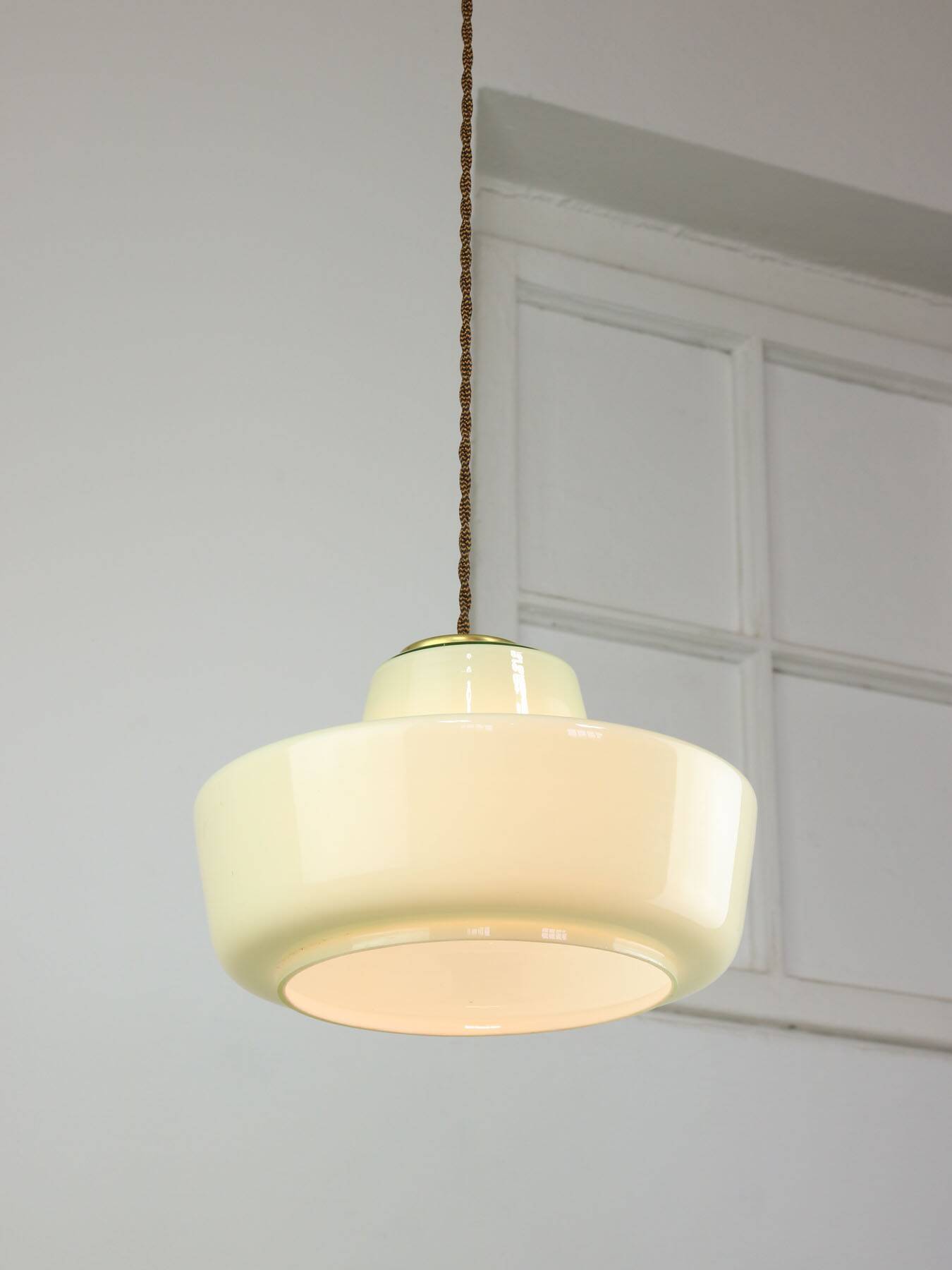 Mid-century italian glass & brass pendant lamp
