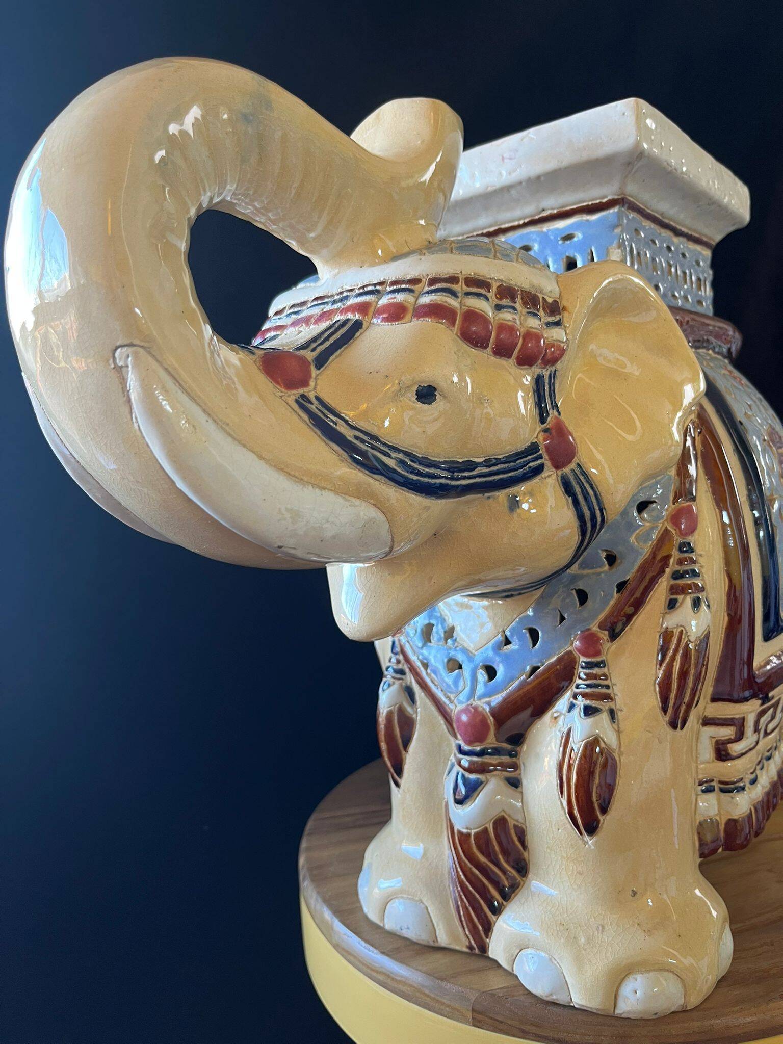 Elephant plant pot ceramic 1970s - xl - blue -