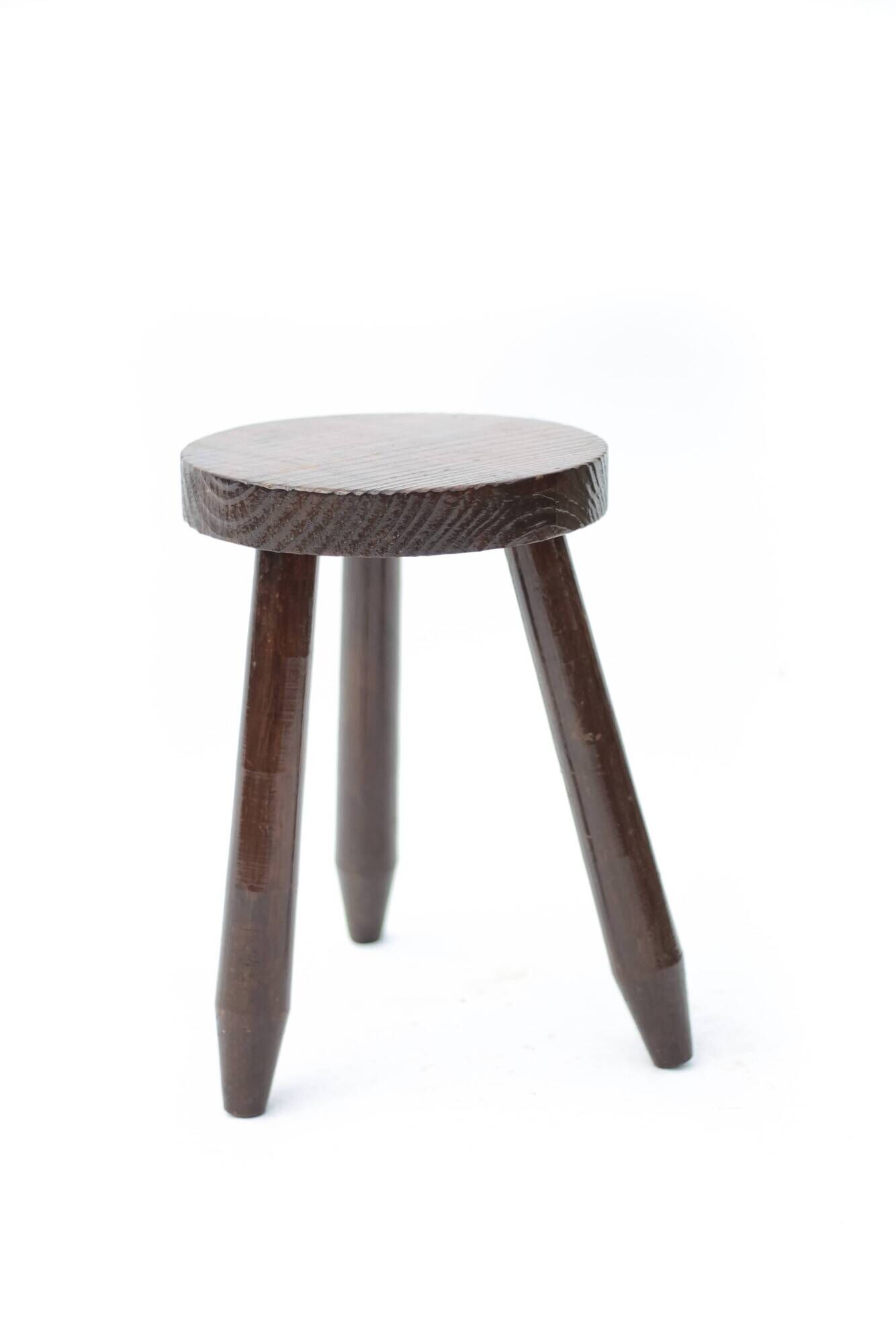 Vintage stool, wooden stool, tripod stool, brutalist, plant stand.