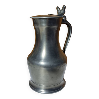 carafe pitcher with pewter lid decor acorn art pewter