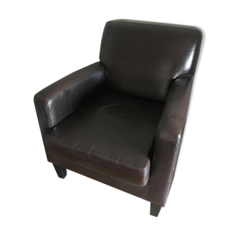 Fauteuil style club en cuir véritable