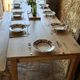 Solid oak farmhouse table "raw" 247x89, "chocolate oak" top