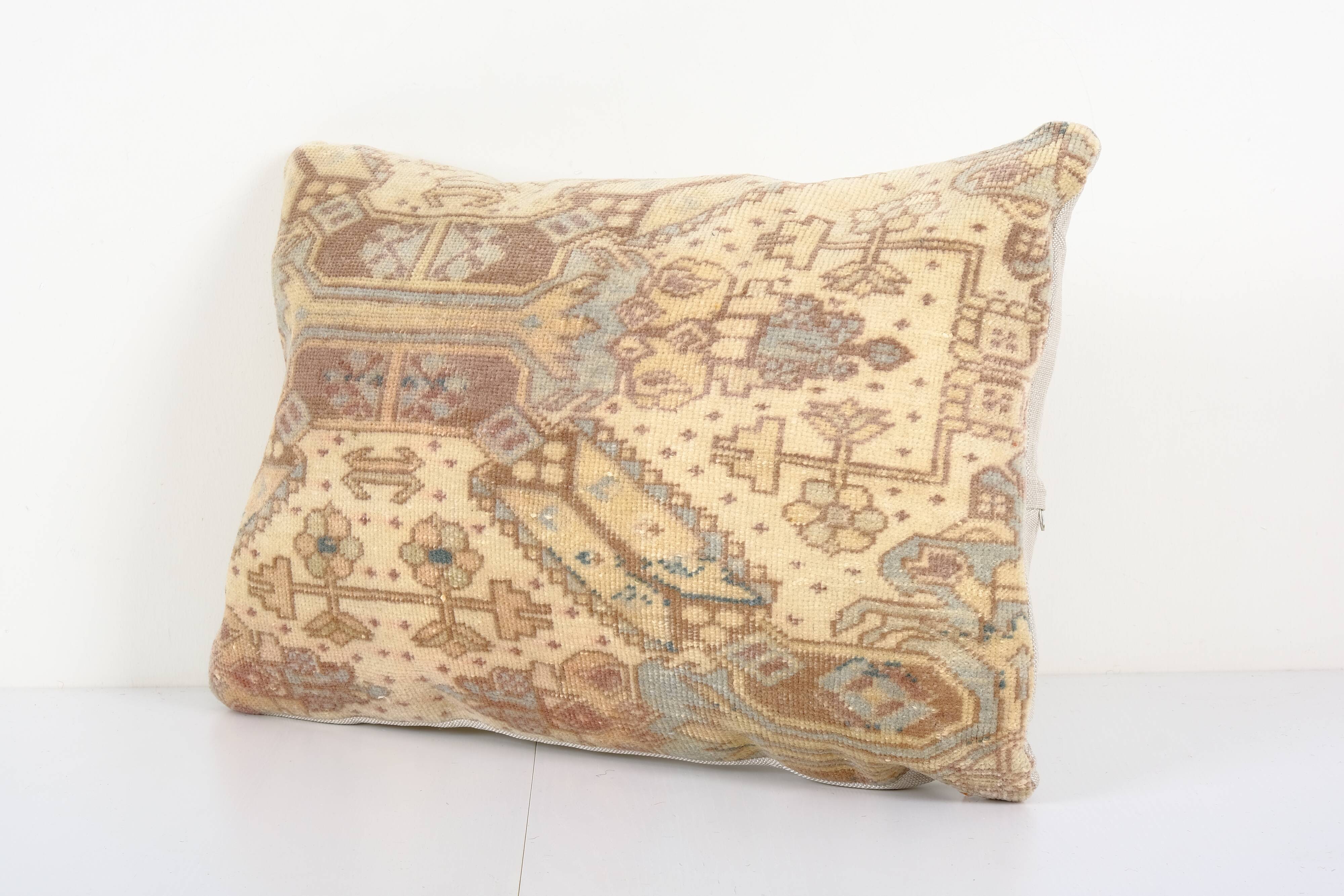Turkish oushak rug pillow copper cover