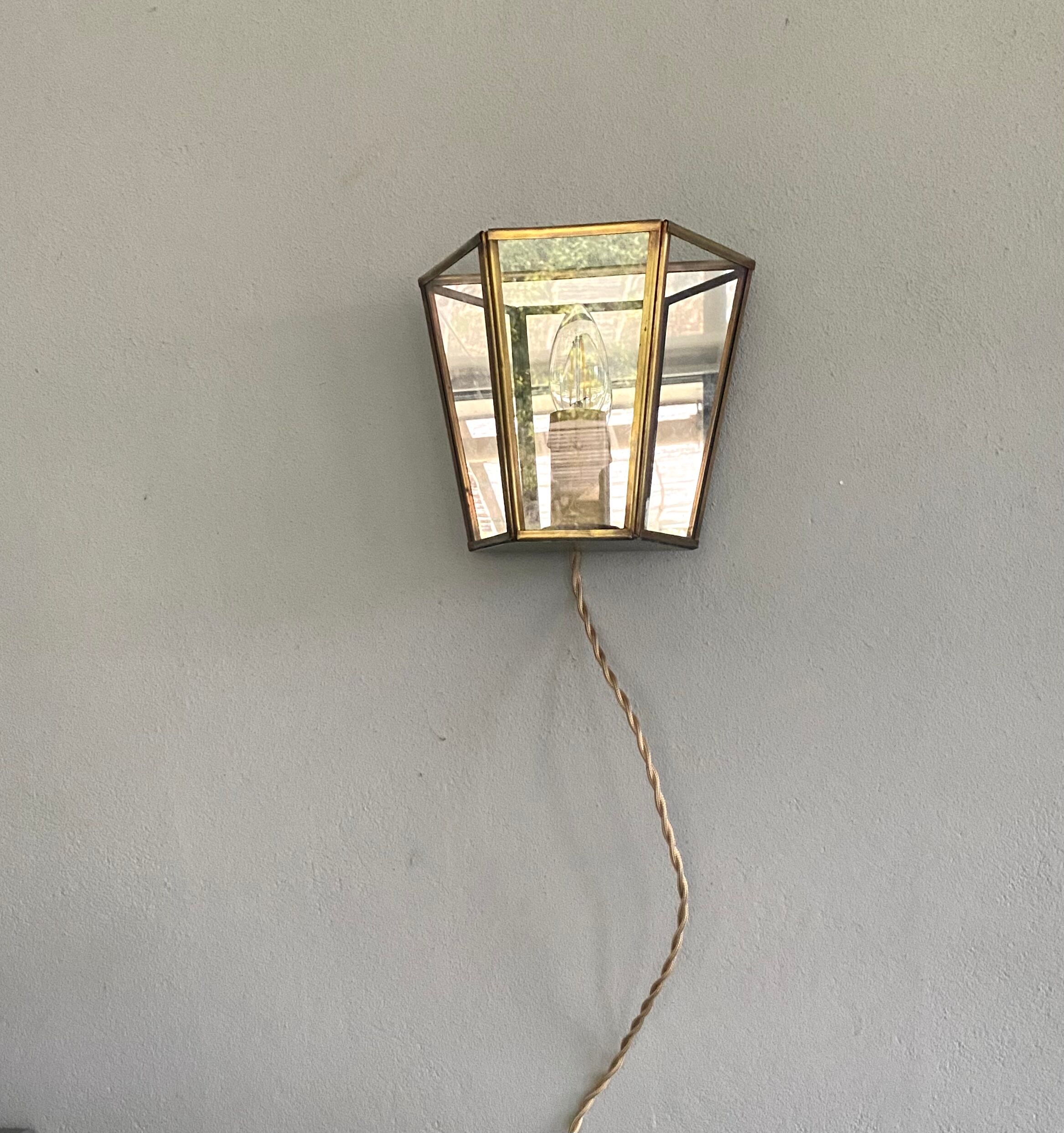 Brass wall lamp, mirror 50s