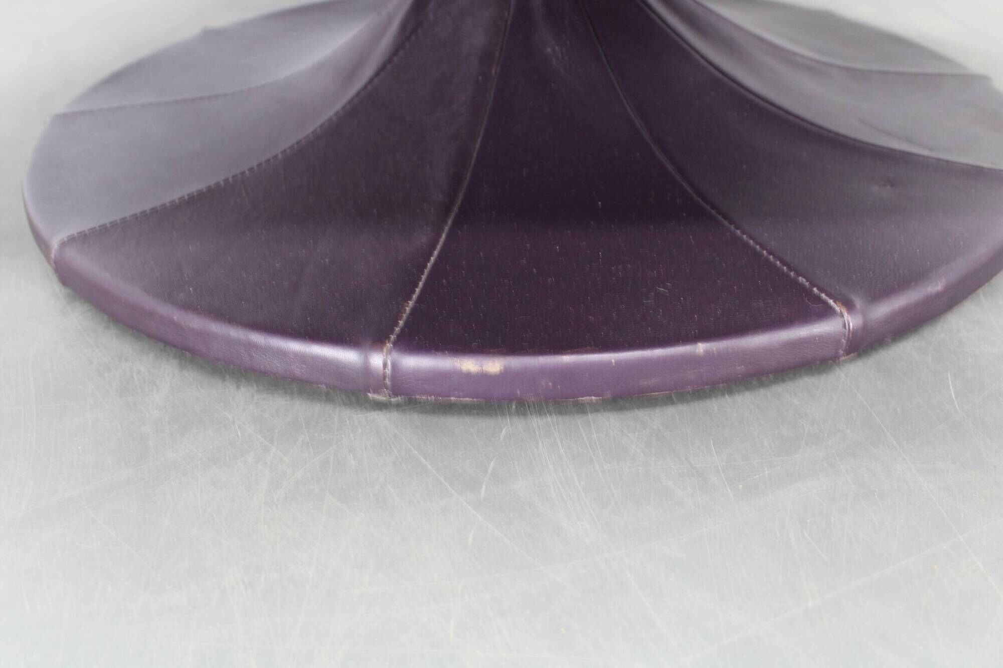Italian dark purple leather swivel lounge chair, 1980s