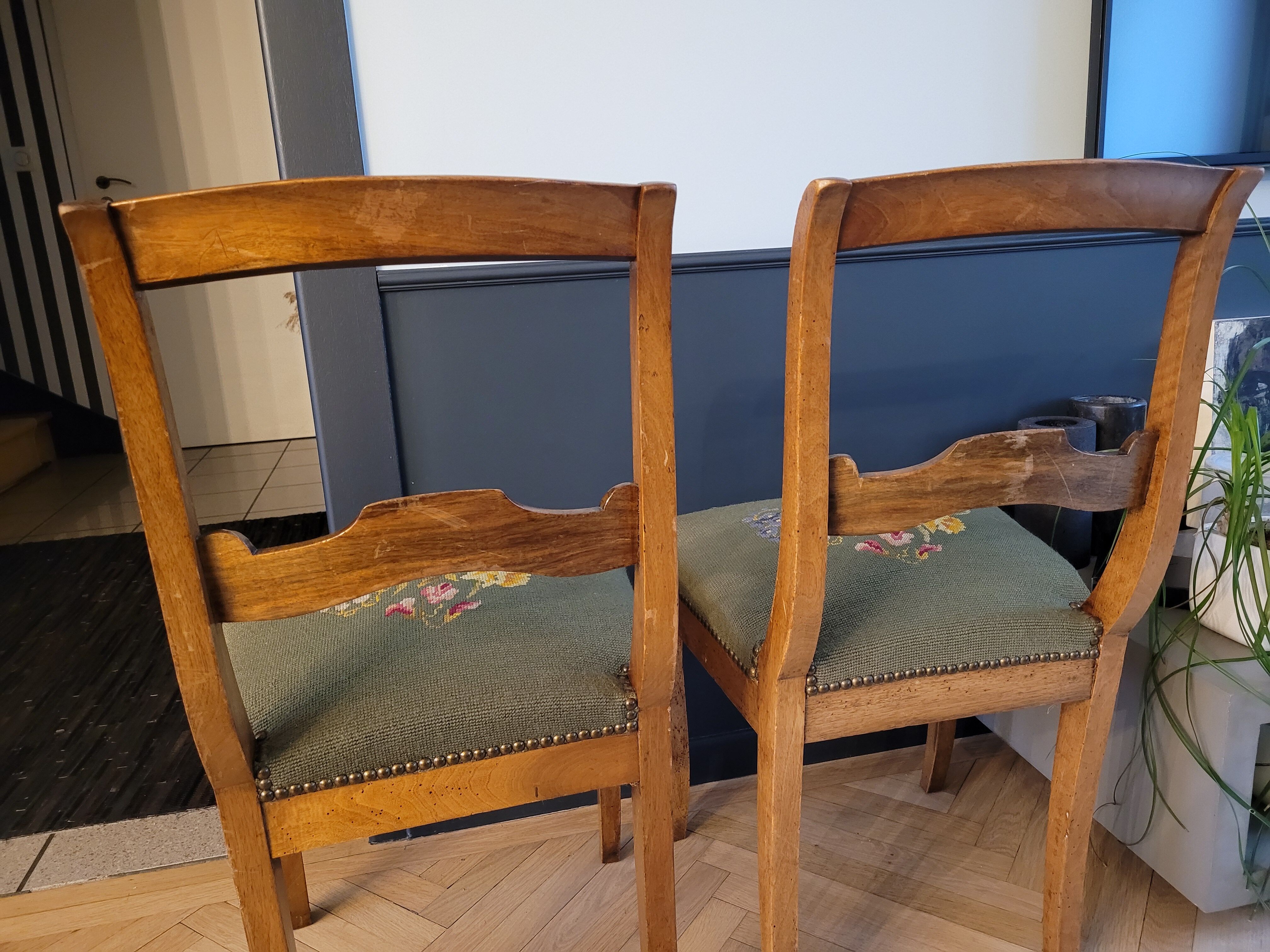 Canvas upholstered chairs