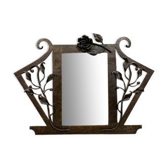 hammered iron mirror Art Deco era circa 1930 70x50cm
