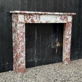 Louis XVI style fireplace in royal red and white Carrara marble circa 1900