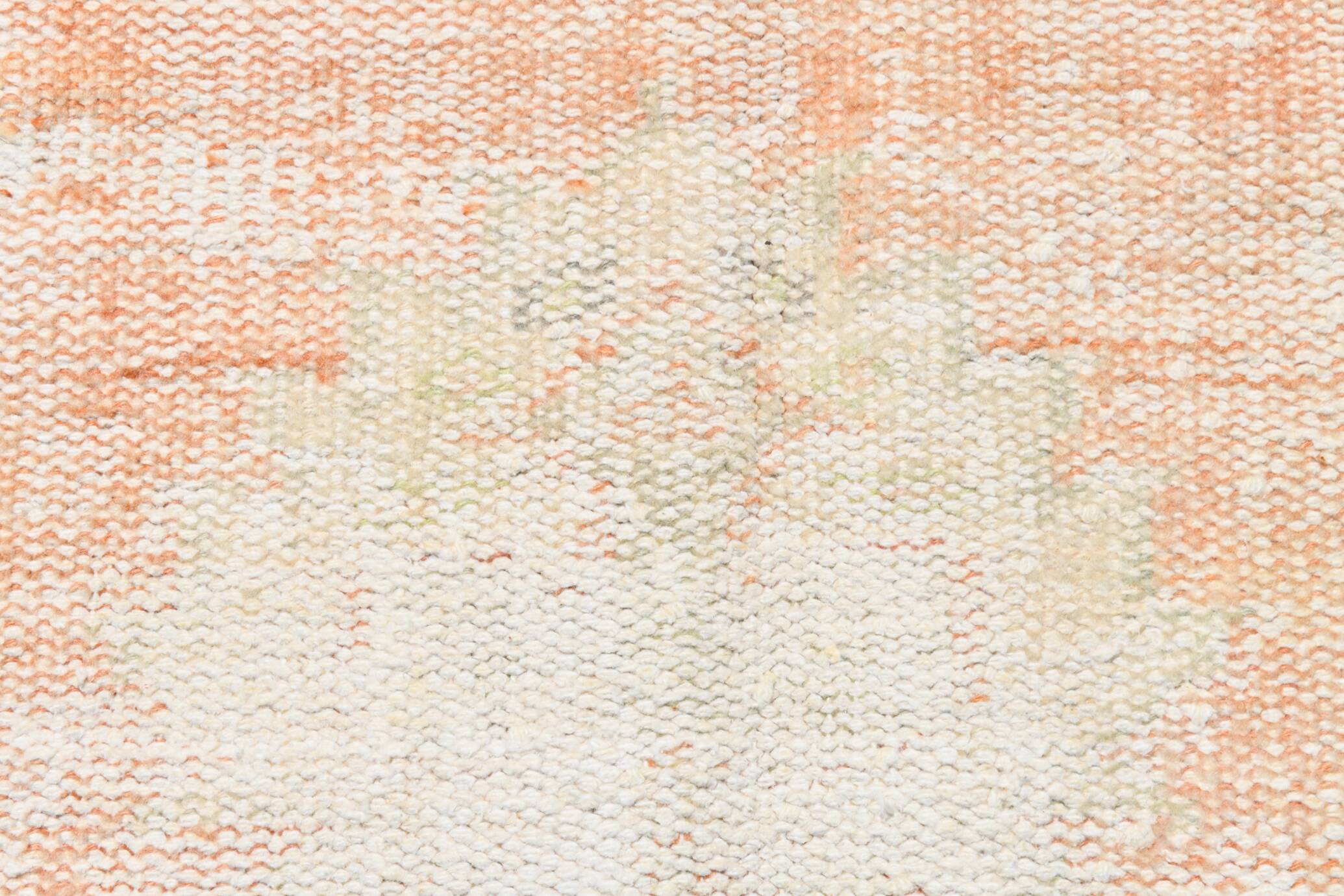 Tapis Oushak Vintage, Laine Turque Pêche & Ivoire, 179x294 Cm